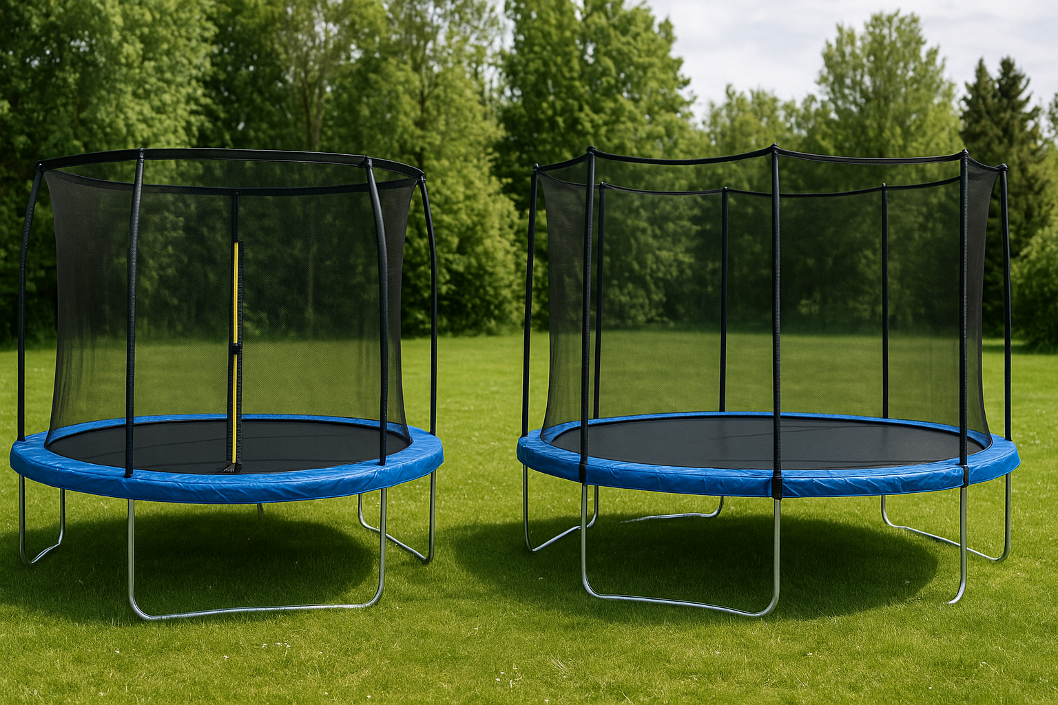 Trambulină cu plasă interioară sau exterioară?