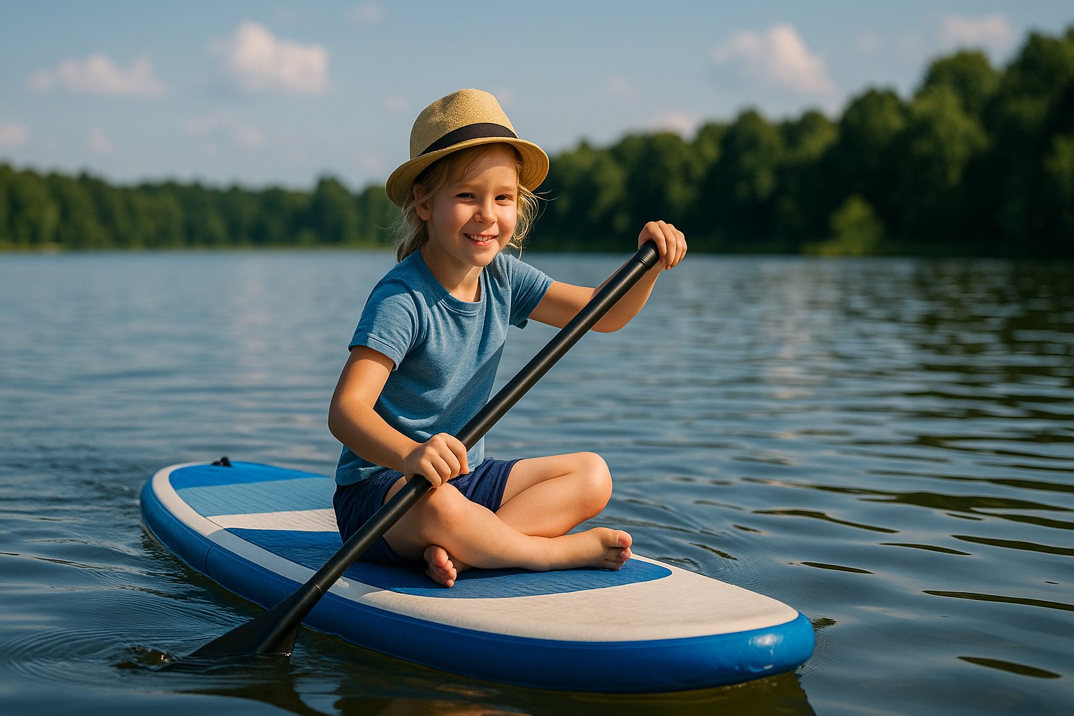 Copil pe placa de SUP