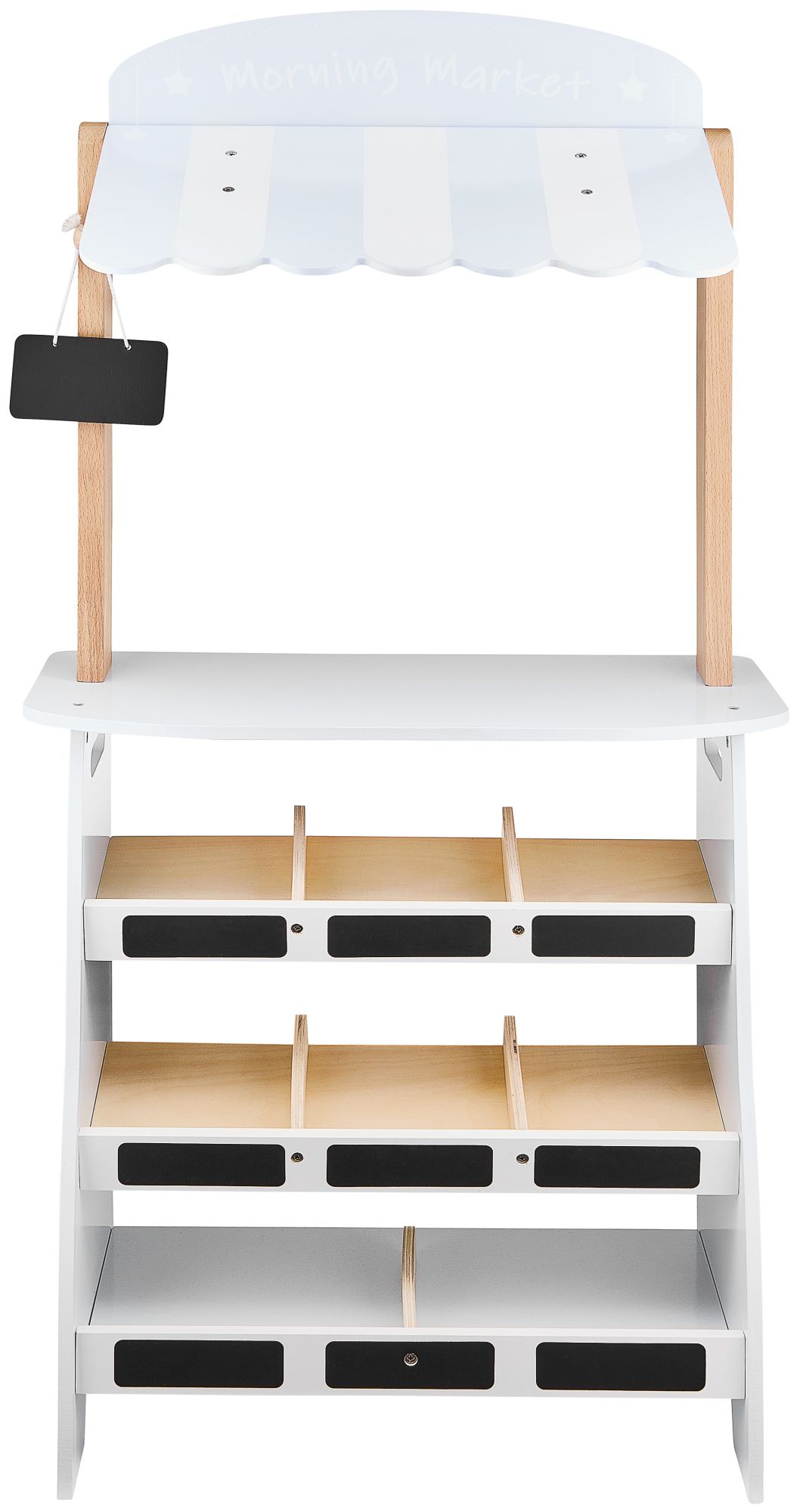 Magazin de legume - tarabă din lemn cu lăzi, casă de marcat și terminal