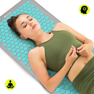 Saltea mare de presopunctură cu pernă și husă - 130 cm HyperMotion gri-mentă