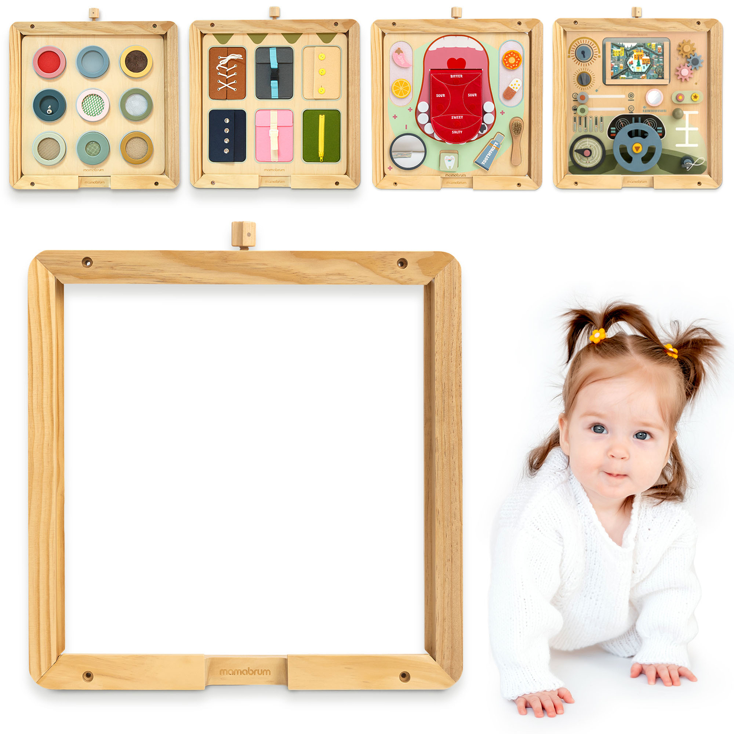 Ramă de perete din lemn - pentru montarea tablelor educaționale Mamabrum