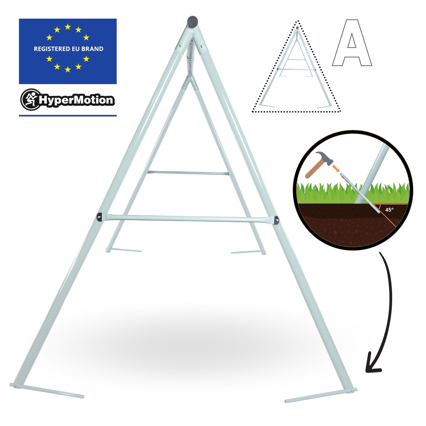 Leagăn dublu de grădină cu cadru și frânghii - scaun și cuib de barză