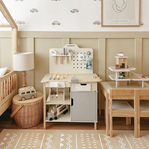 XXL Atelier mare din lemn cu unelte - set de bricolaj, 74 de elemente