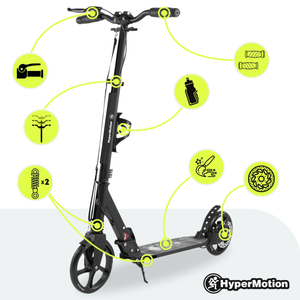 Scuter cu două roți pentru tineri adulți - cu amortizor - HyperMotion Skyline - negru, aluminiu - 100kg