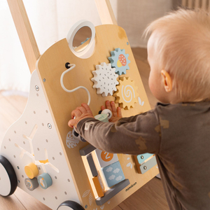 Walker educațional din lemn 8in1 / împingător pentru copii - placă manipulativă