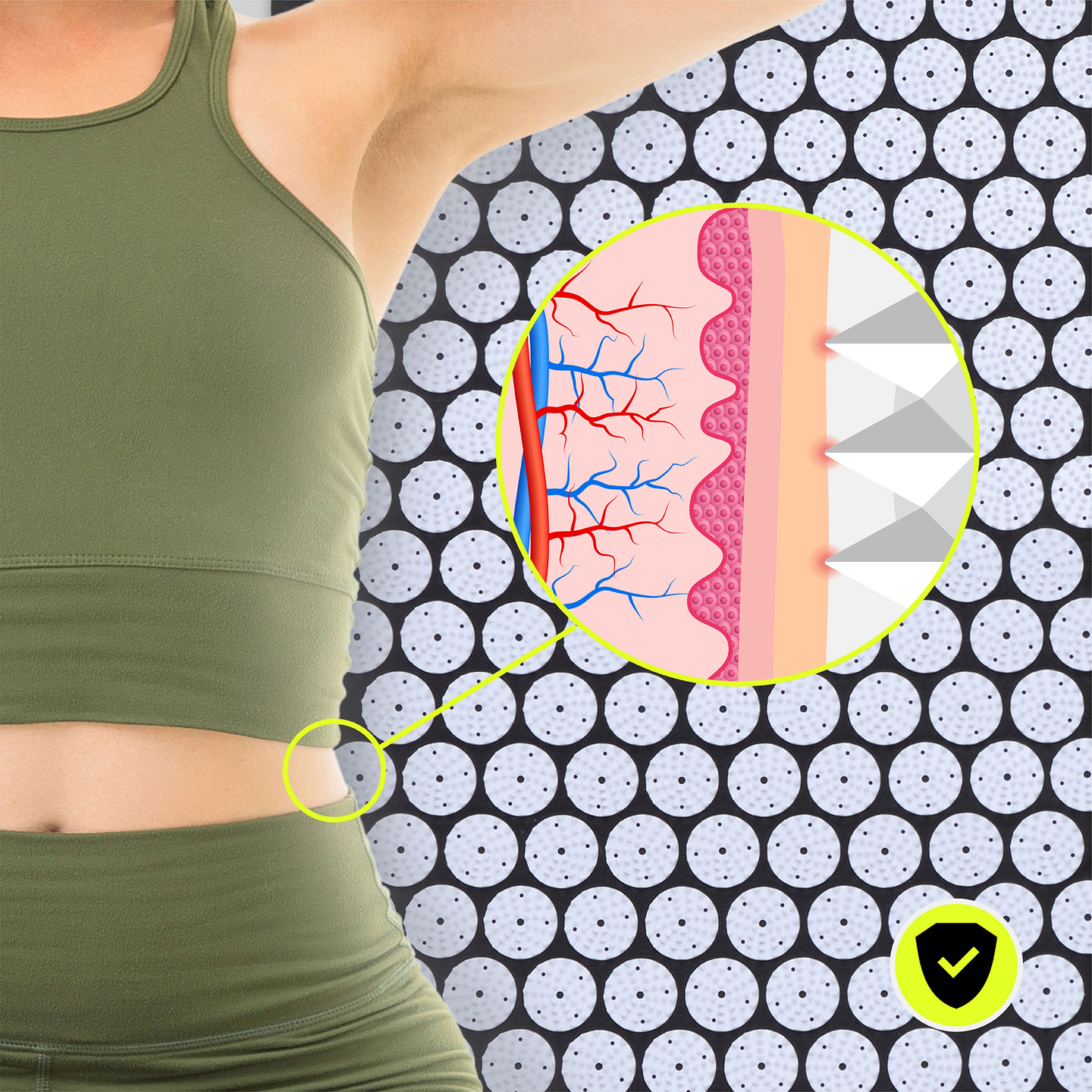 Saltea de presopunctură ECO din in cu fibră de cocos și pernă de hrișcă – 68 cm HyperMotion alb-negru