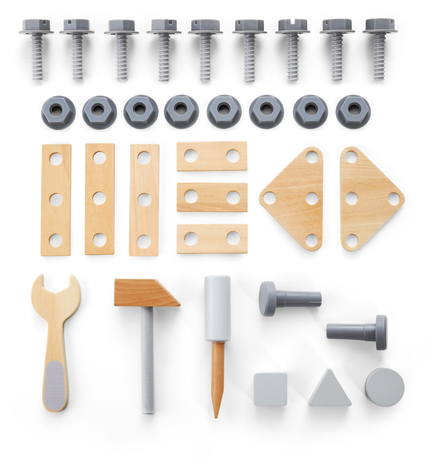 3 în 1: umblător din lemn, împingător + atelier - 47 de elemente