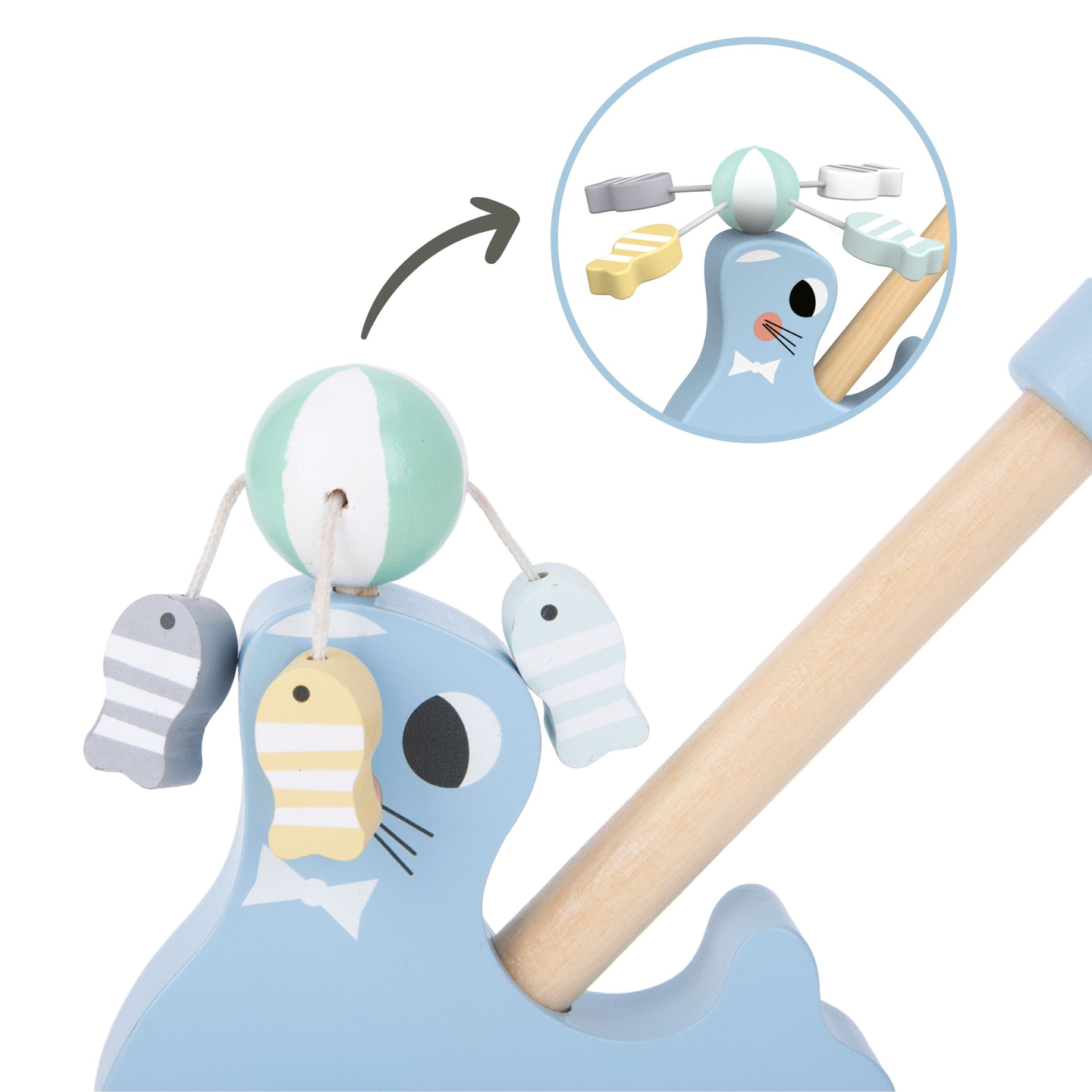 Sigiliu din lemn cu băț de împingere - împingător