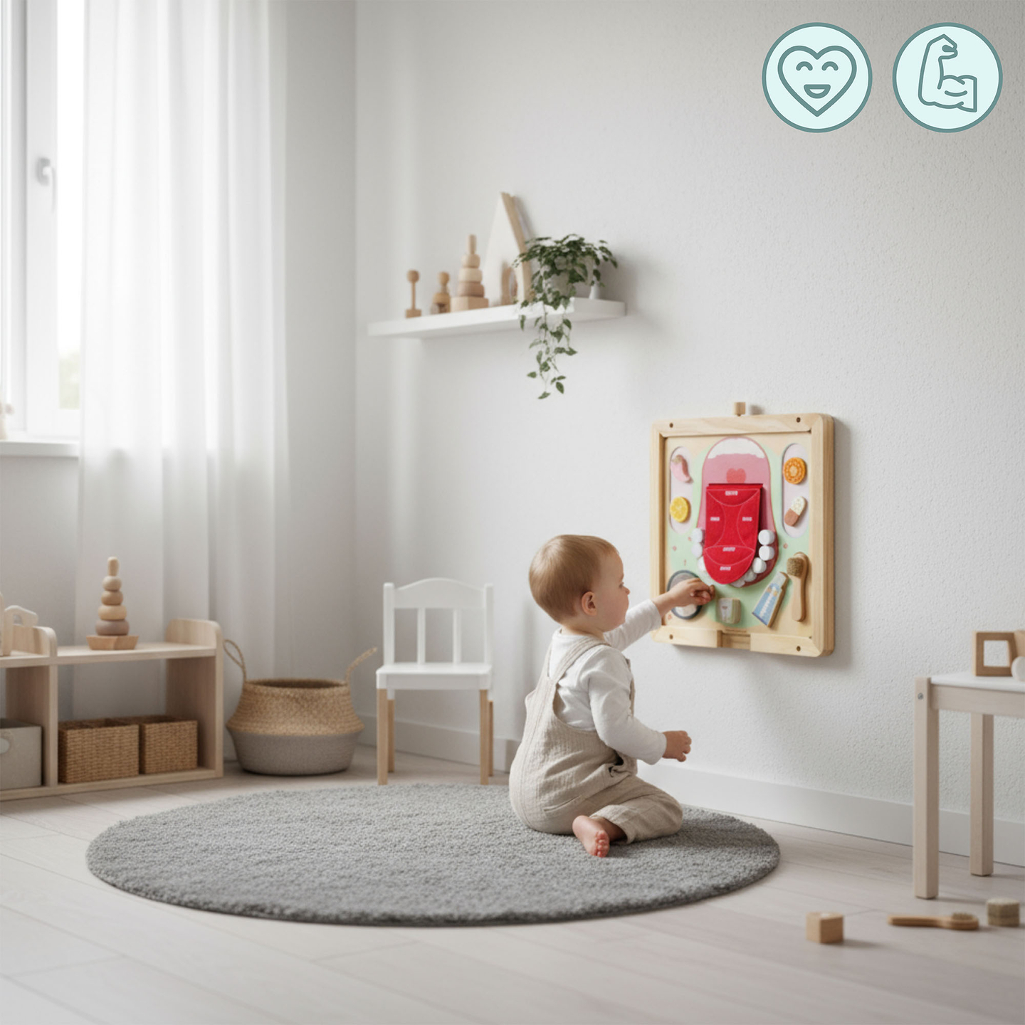 Ramă de perete din lemn - pentru montarea tablelor educaționale Mamabrum