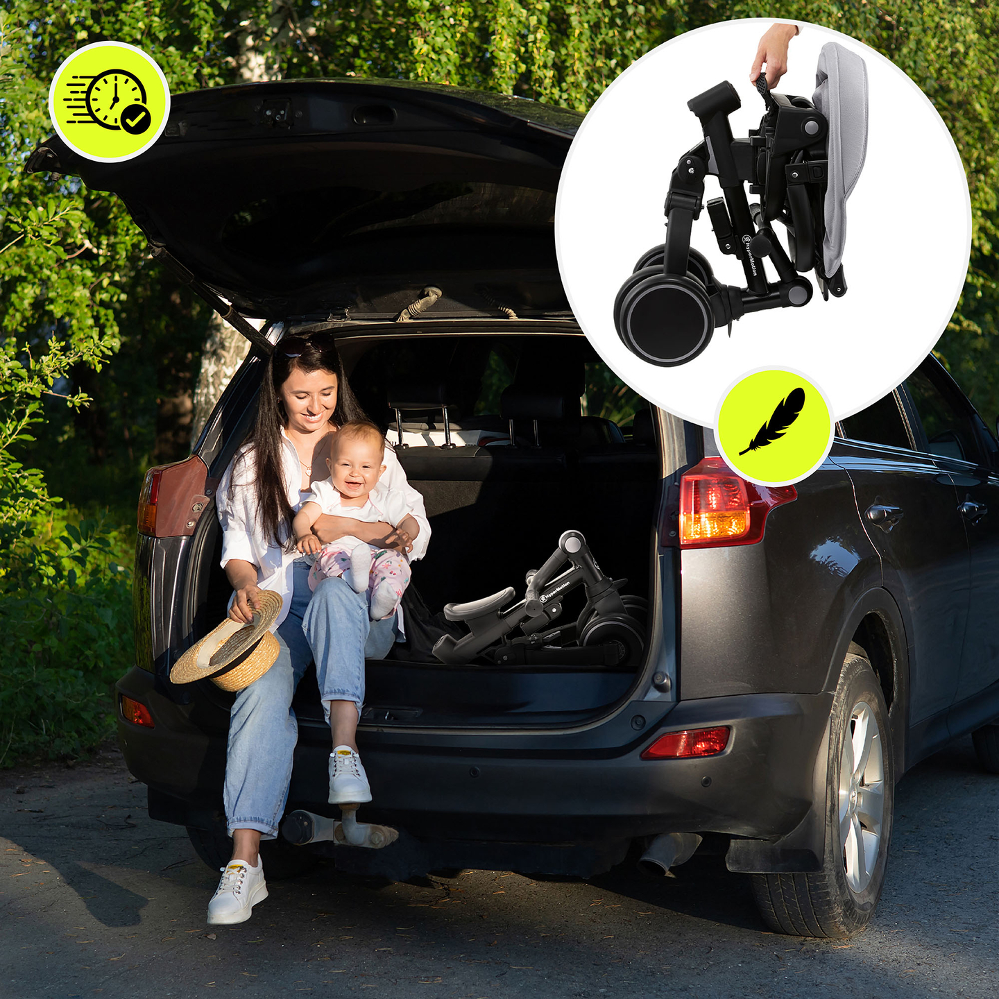 Triciclu multifuncțional 8in1 TOBI FOREST - gri