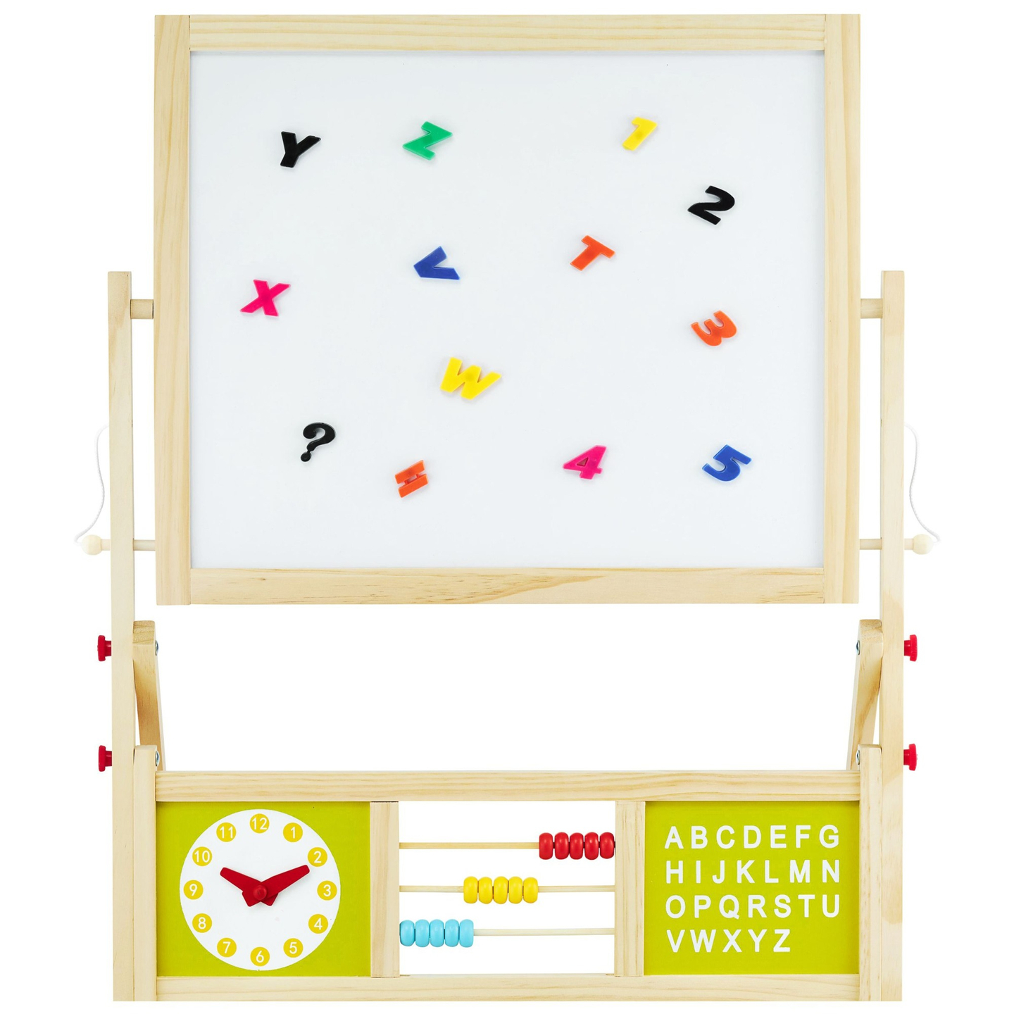 Tablă educațională mare cu două fețe: magnetică și tablă cu cretă - tablă cu ștergere uscată, din lemn