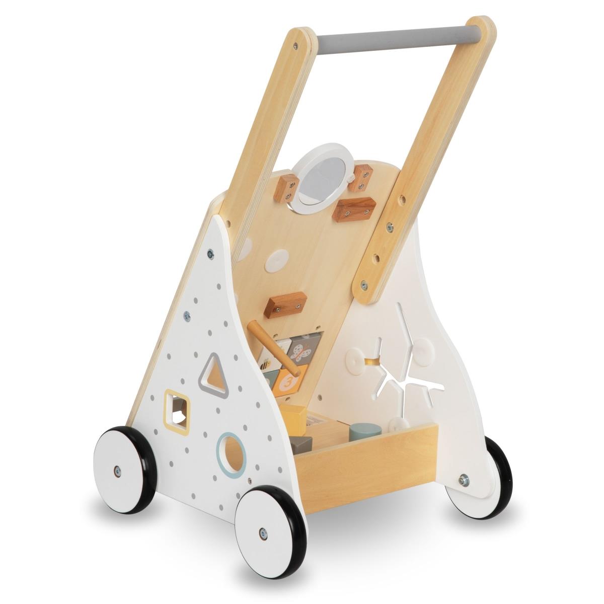 Walker educațional din lemn 8in1 / împingător pentru copii - placă manipulativă