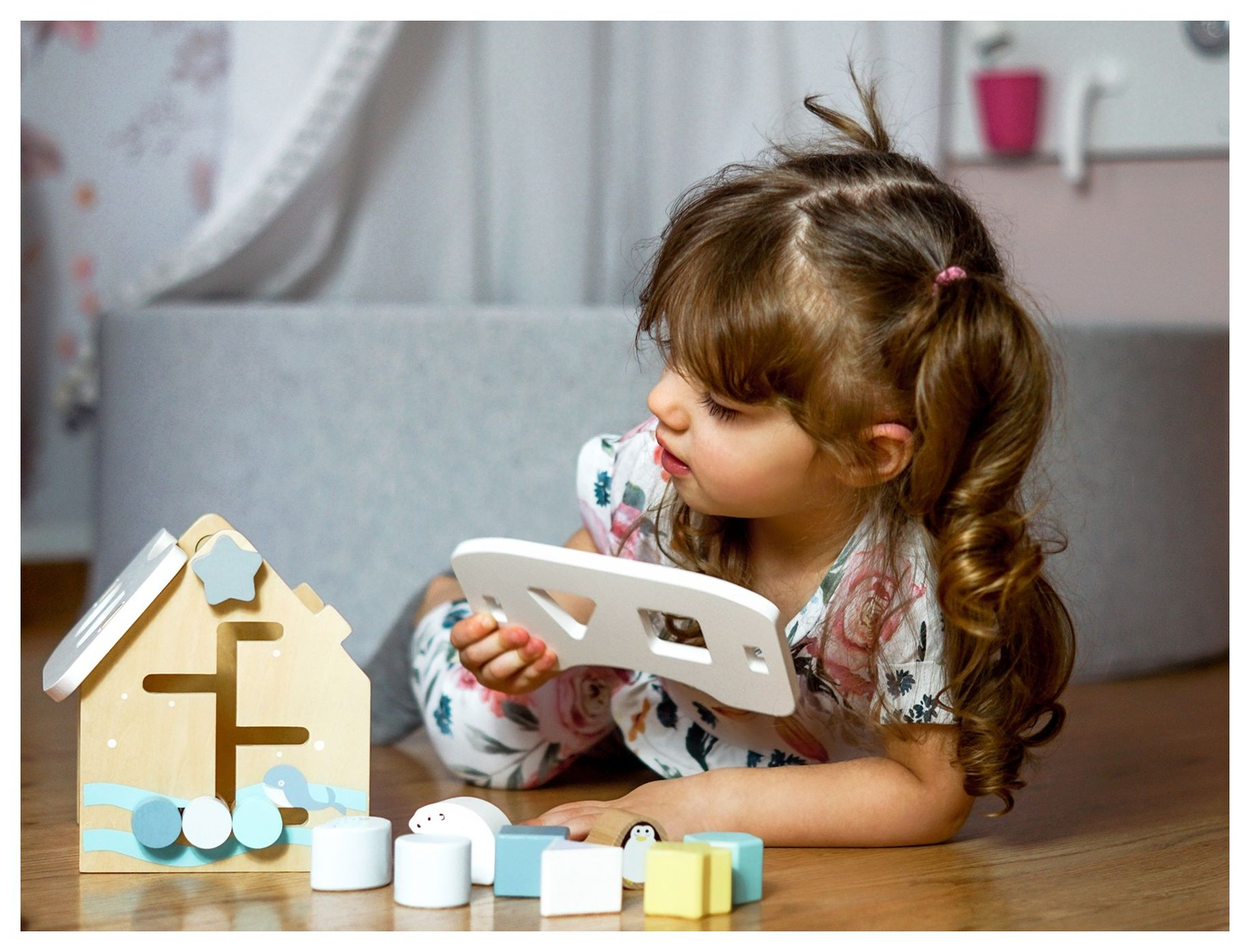 Sorter - casă educațională din lemn cu blocuri