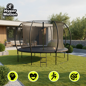 Trambulina XXL de gradina pentru copii HyperMotion - 366 cm 12FT - cu scara si plasa interioara - pentru casa si gradina - 150kg max