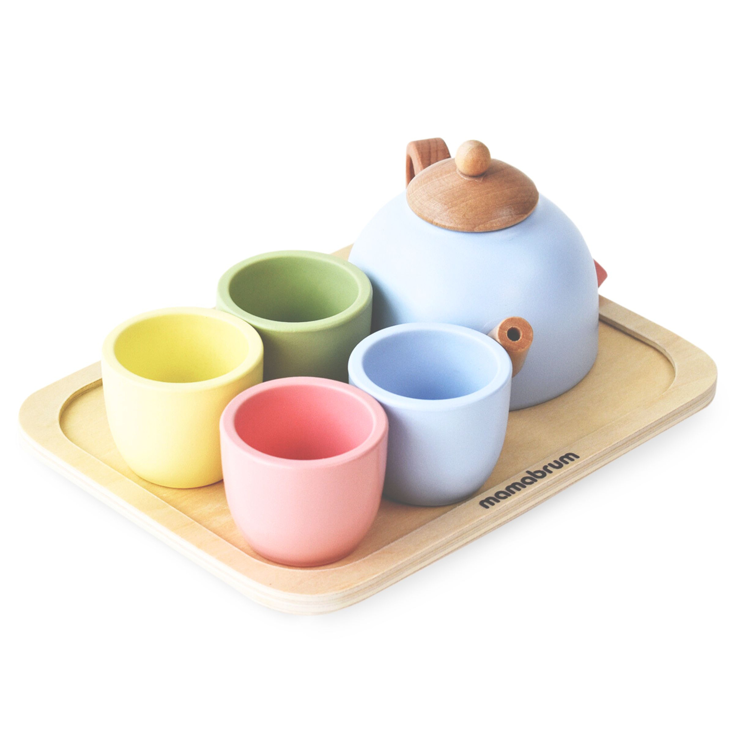 Set de ceai din lemn cu tavă - 7 articole