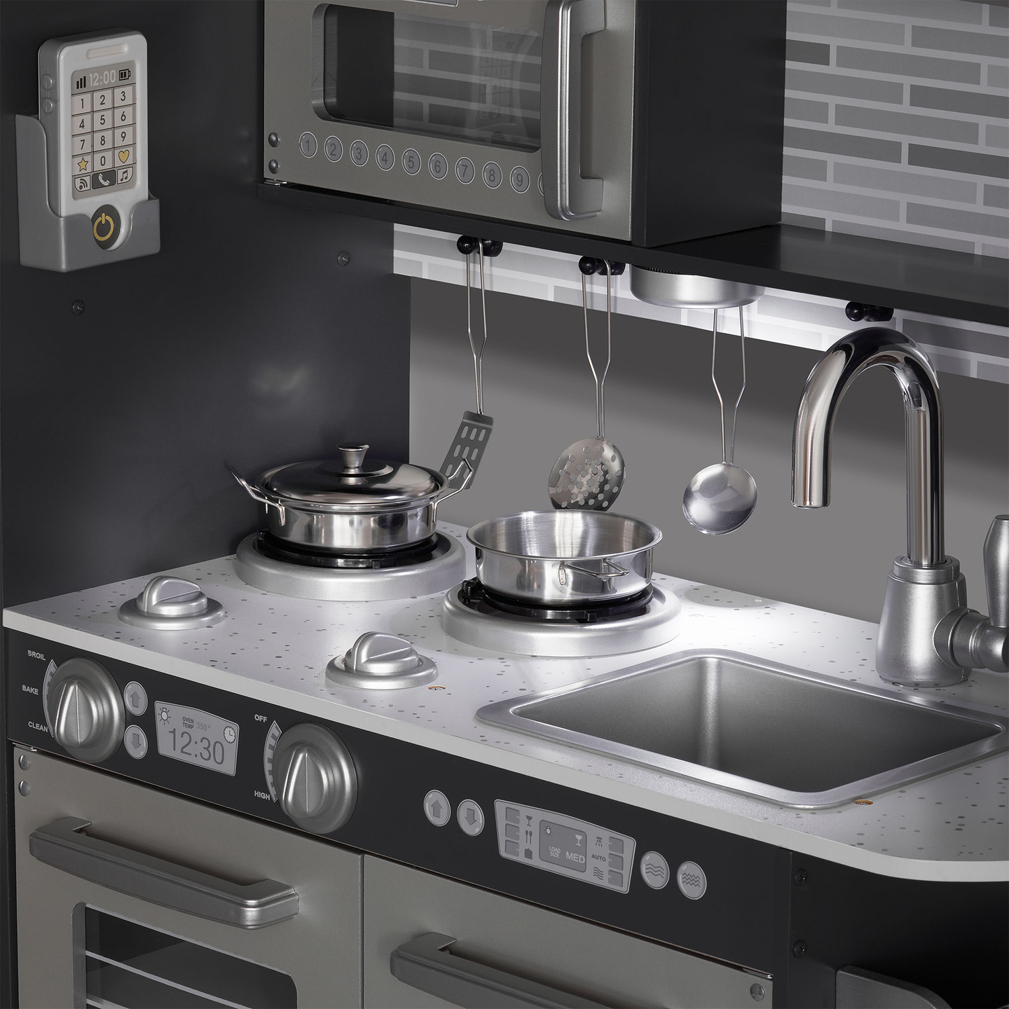 Bucătărie XXL din lemn cu iluminare LED, șorț și accesorii