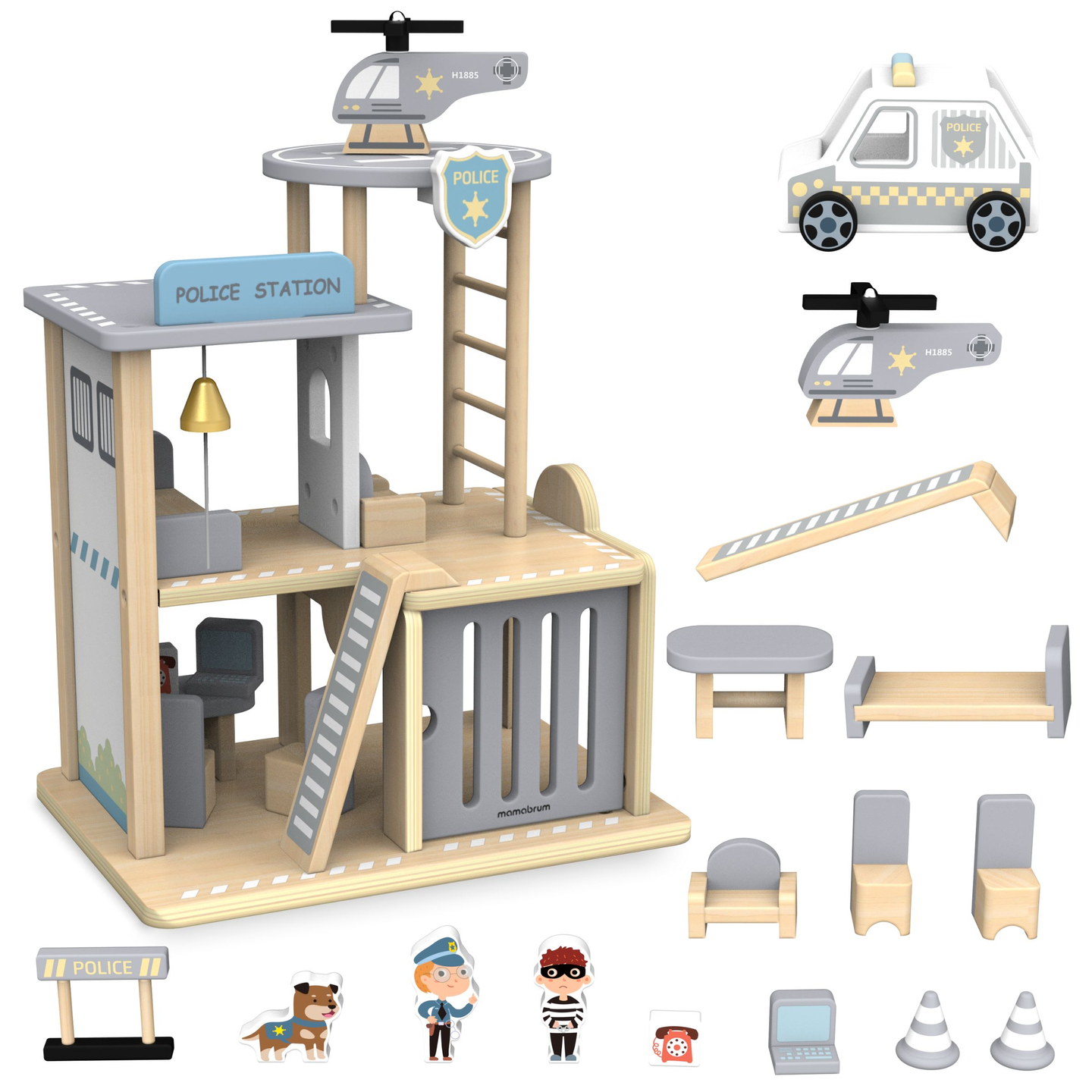 Post de poliție din lemn cu accesorii