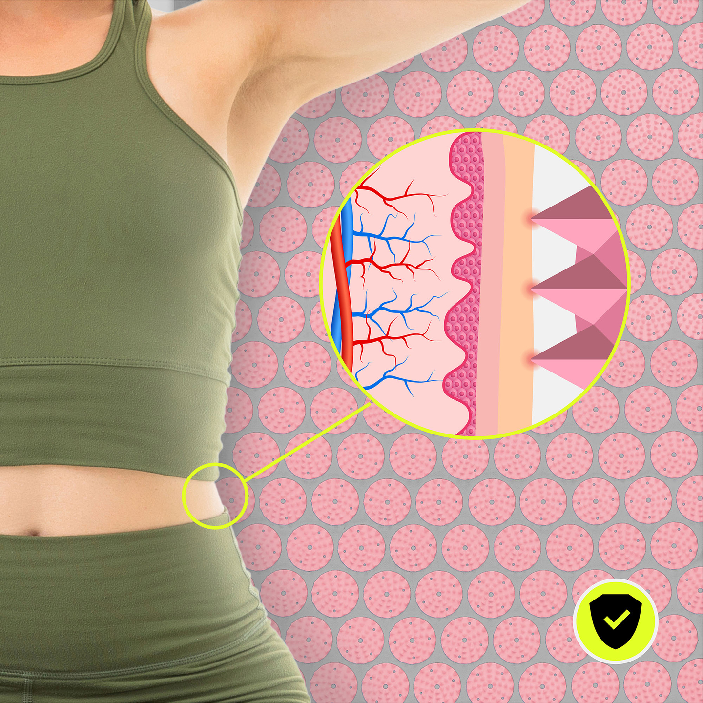 Saltea de presopunctură ECO din in cu fibră de cocos și pernă de hrișcă – 68 cm HyperMotion gri și roz