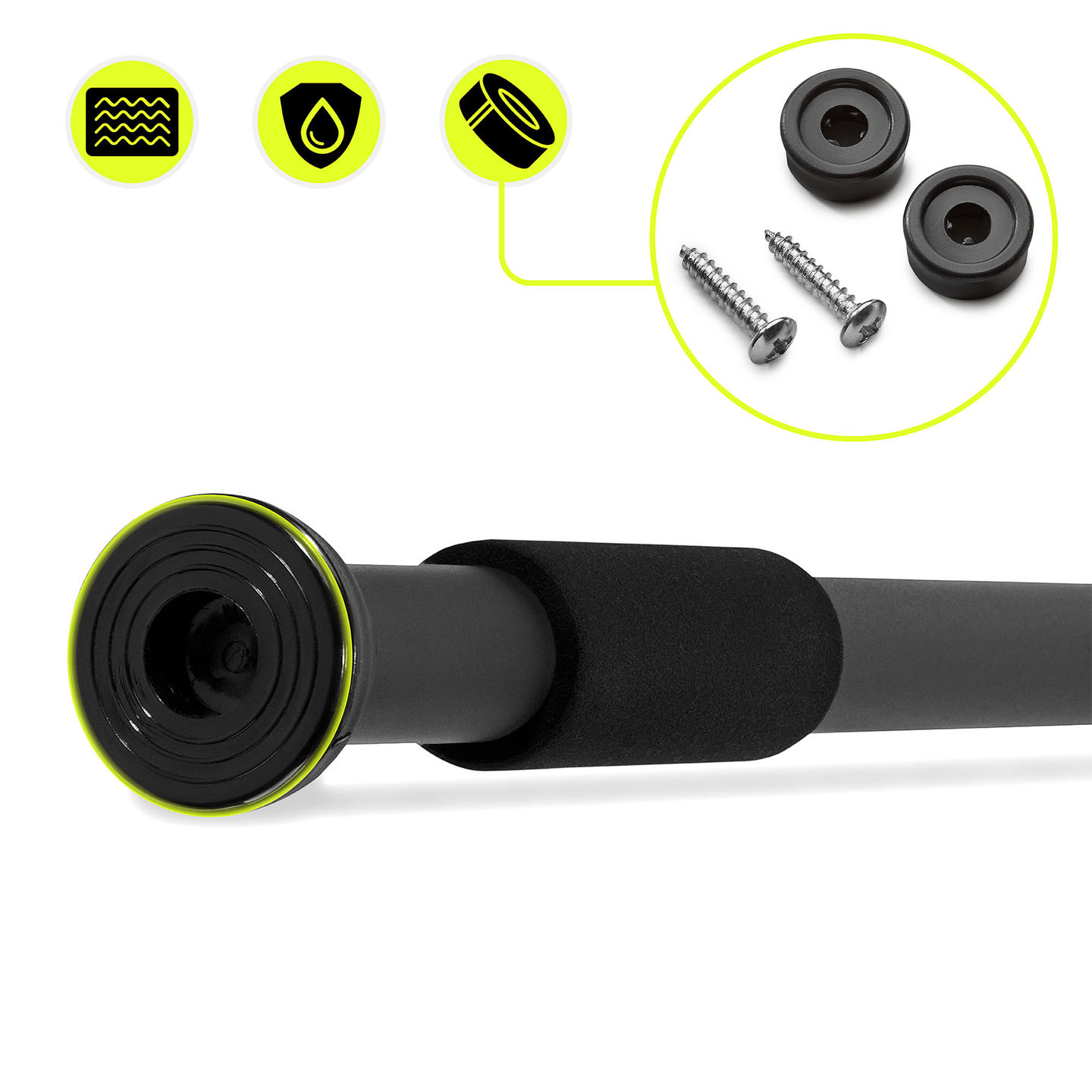 Bară de tracțiuni reglabilă HyperMotion 80-130 cm, 150 kg, Neagră