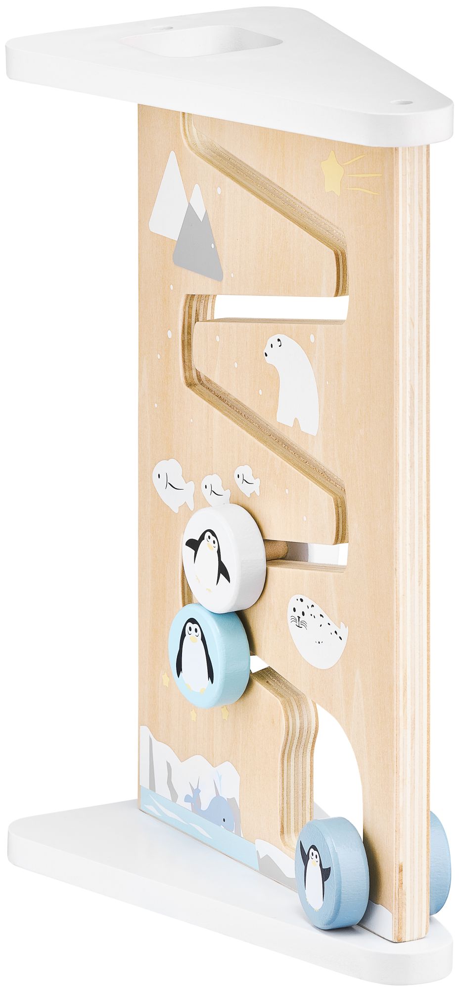 Tablă de manipulare senzorială din lemn cu două fețe