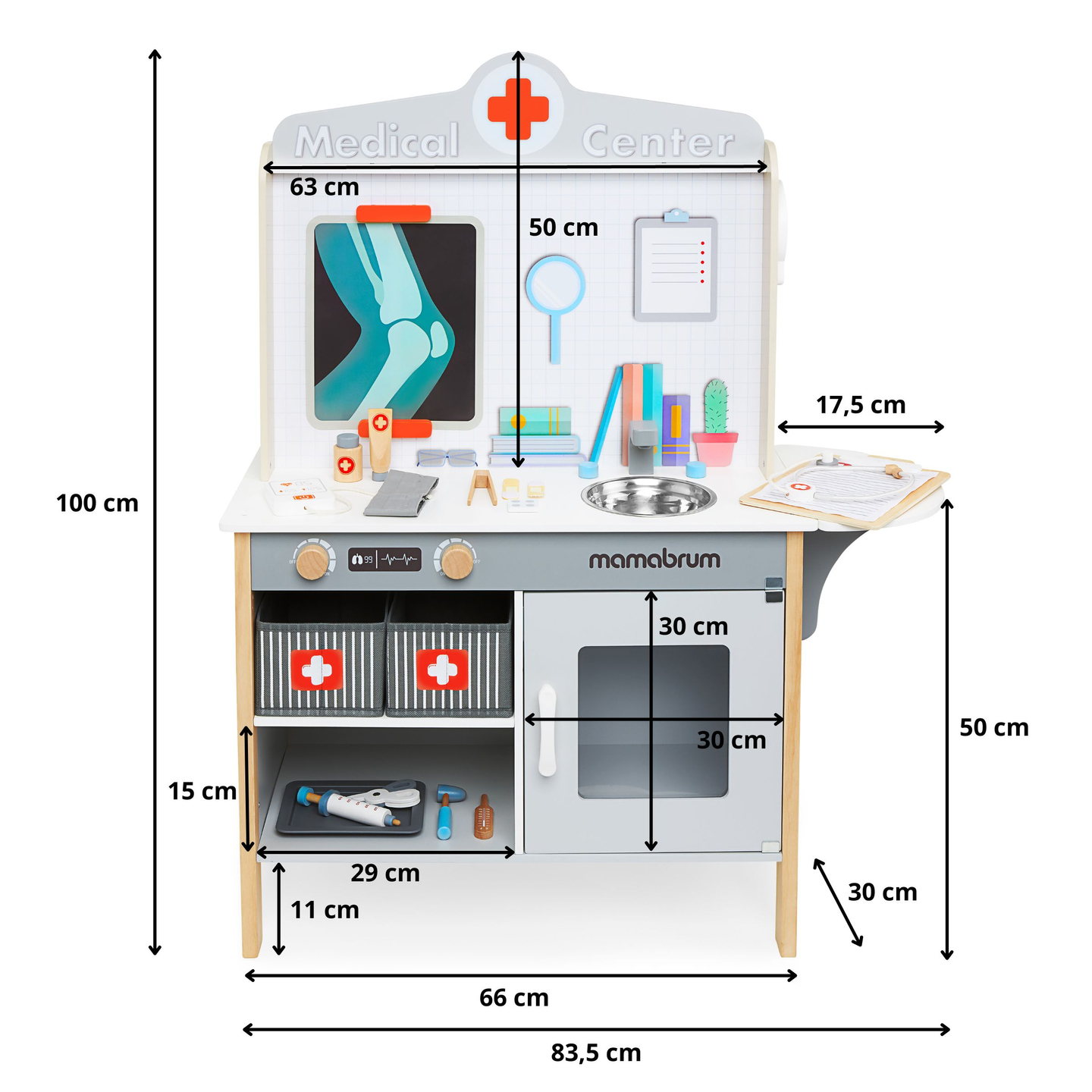 Cabinet medical din lemn spital XXL - set de doctor cu accesorii