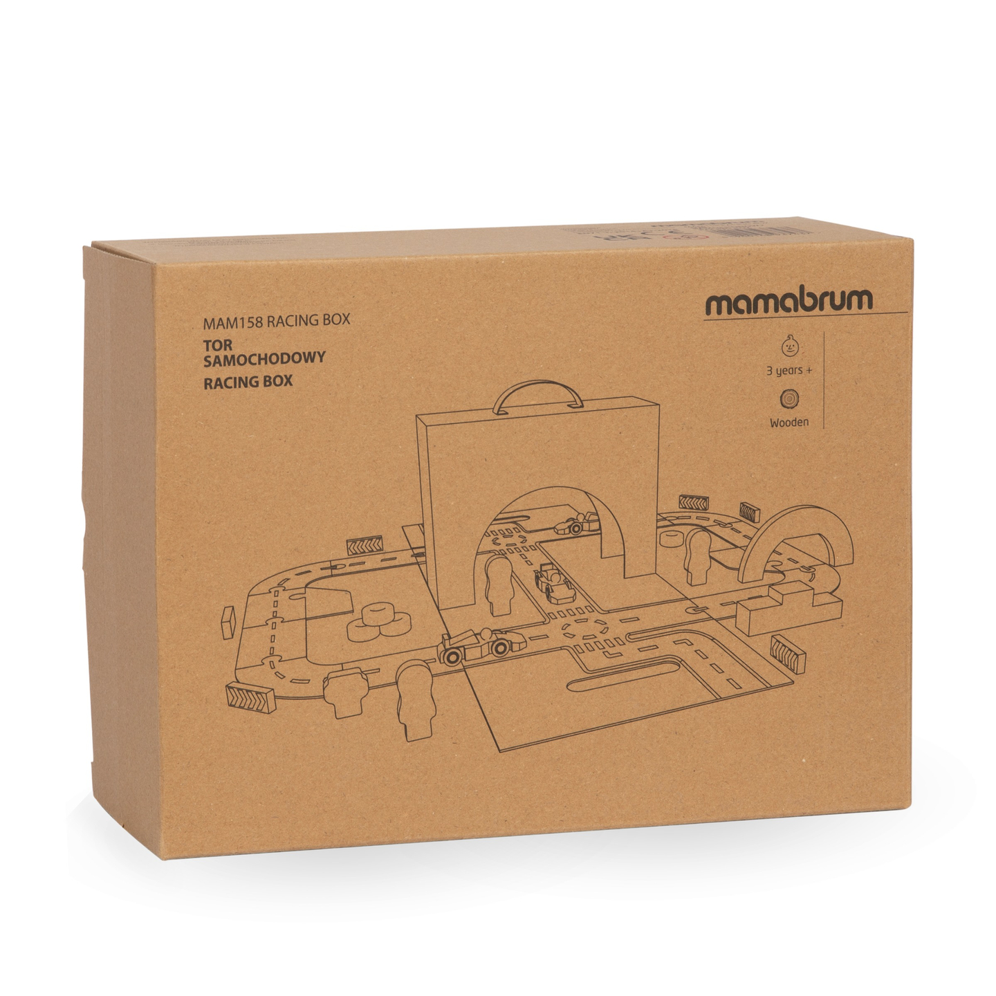 Valisa magnetica cu pista de curse, vehicule din lemn si accesorii rutiere