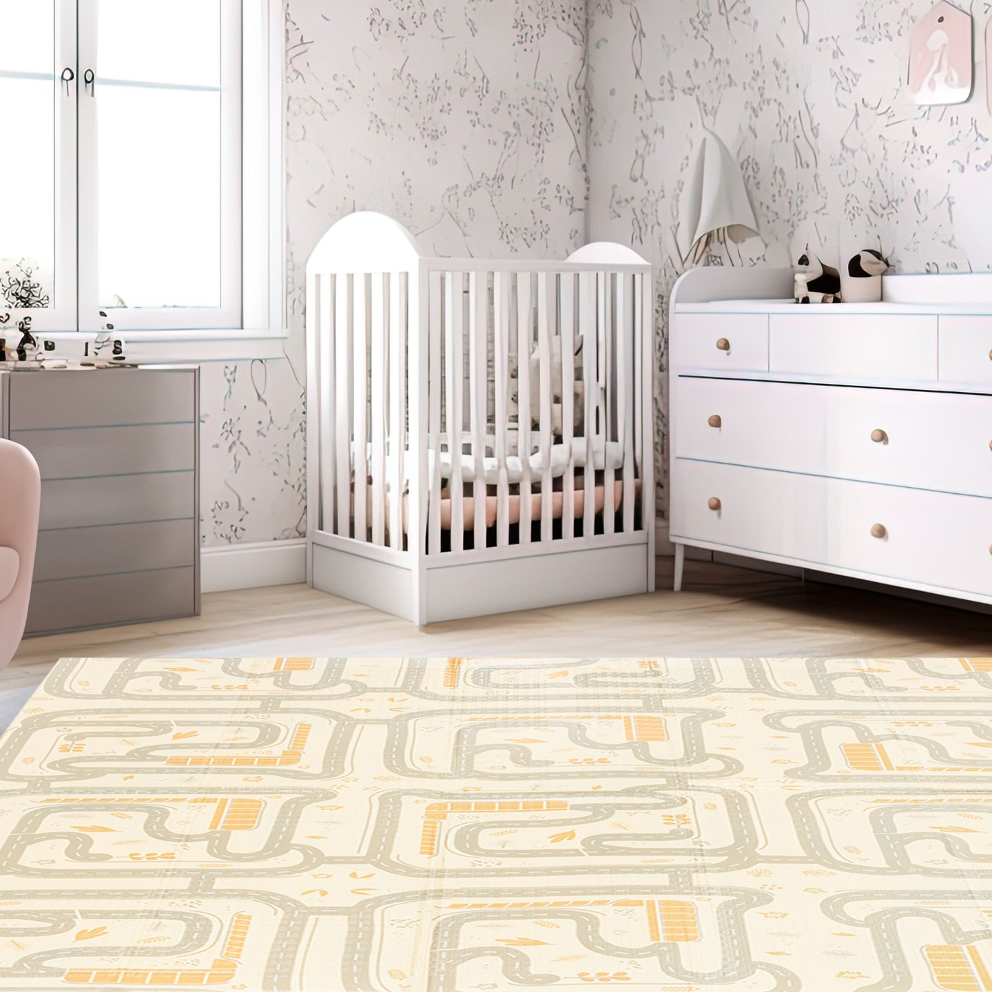 Covoraș de spumă pliabil pe două fețe 180 x 120 x 1cm - Magic Forest/Autumn Streets - boho