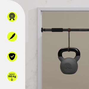 Bară de tracțiuni reglabilă HyperMotion 80-130 cm, 150 kg, Neagră