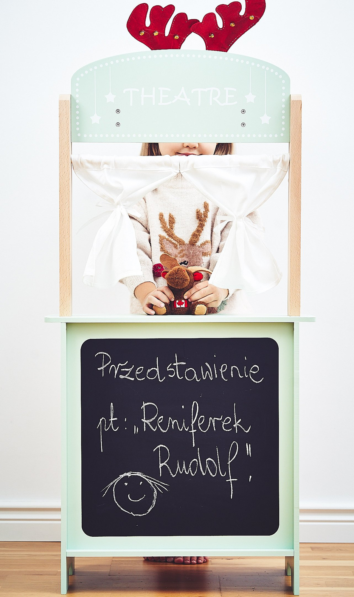 Magazin mare din lemn - tarabă și teatru 2 în 1 cu cântar, terminal de plată, fructe și legume