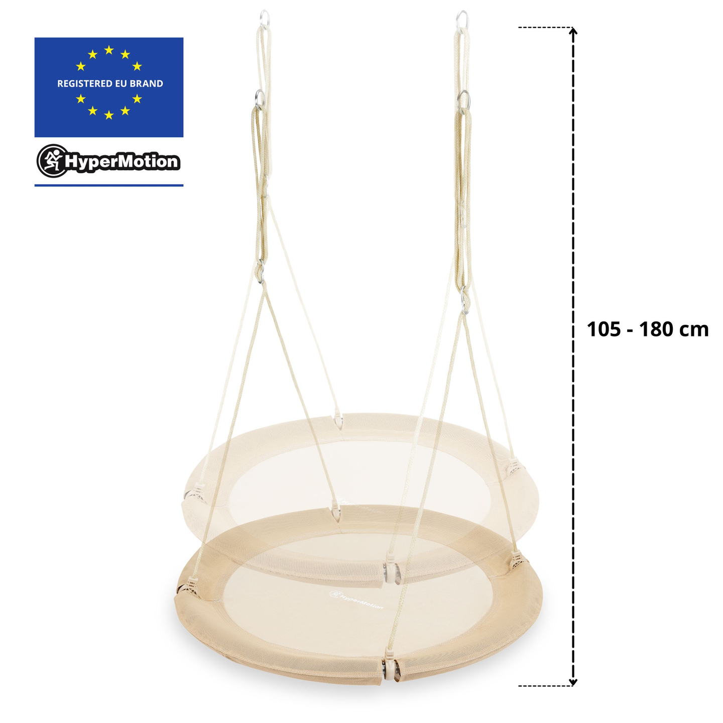 Leagăn cu cuib de barză HyperMotion - diametru 100 cm, culoare bej boho