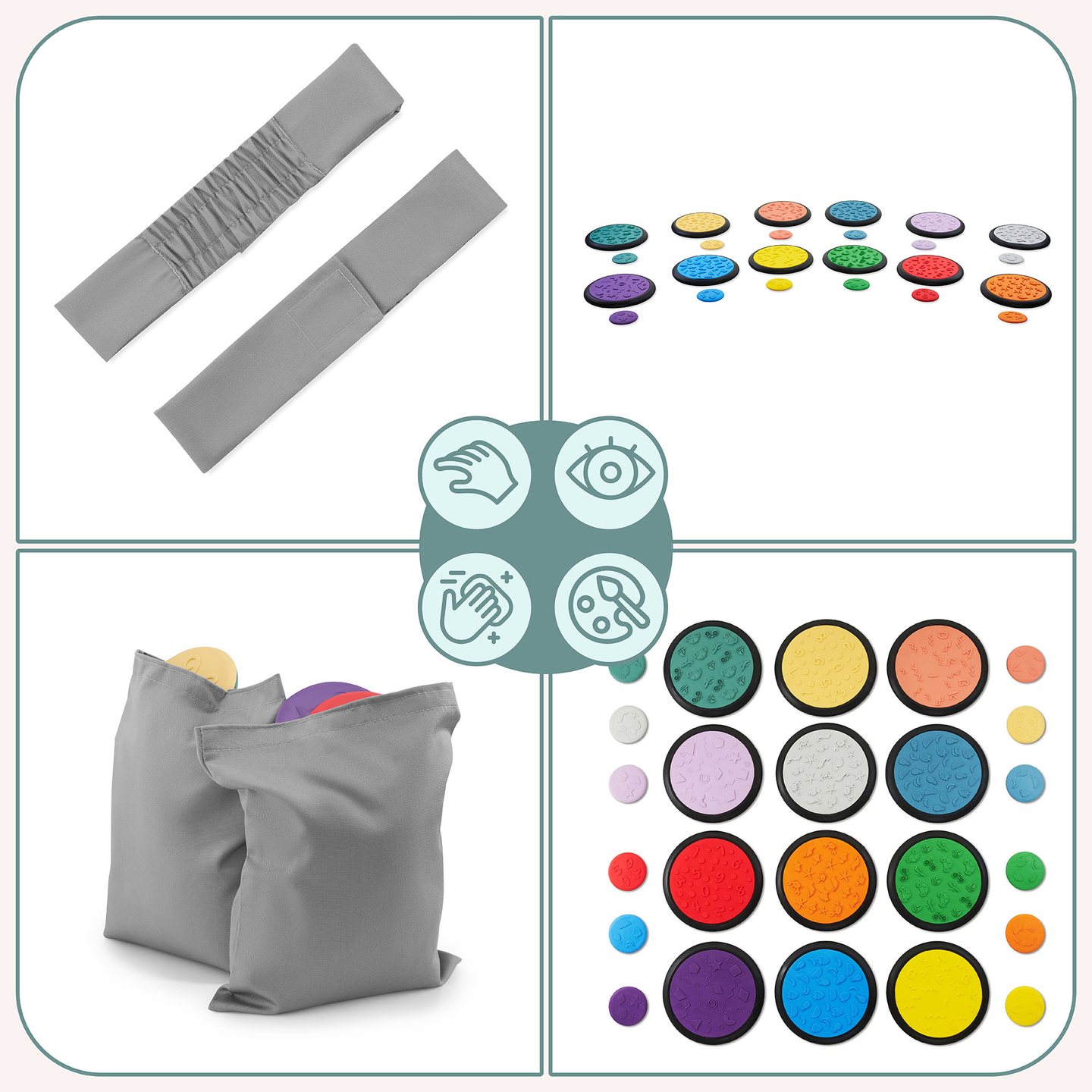 Discuri senzoriale colorate pentru copii - 24 bucăți