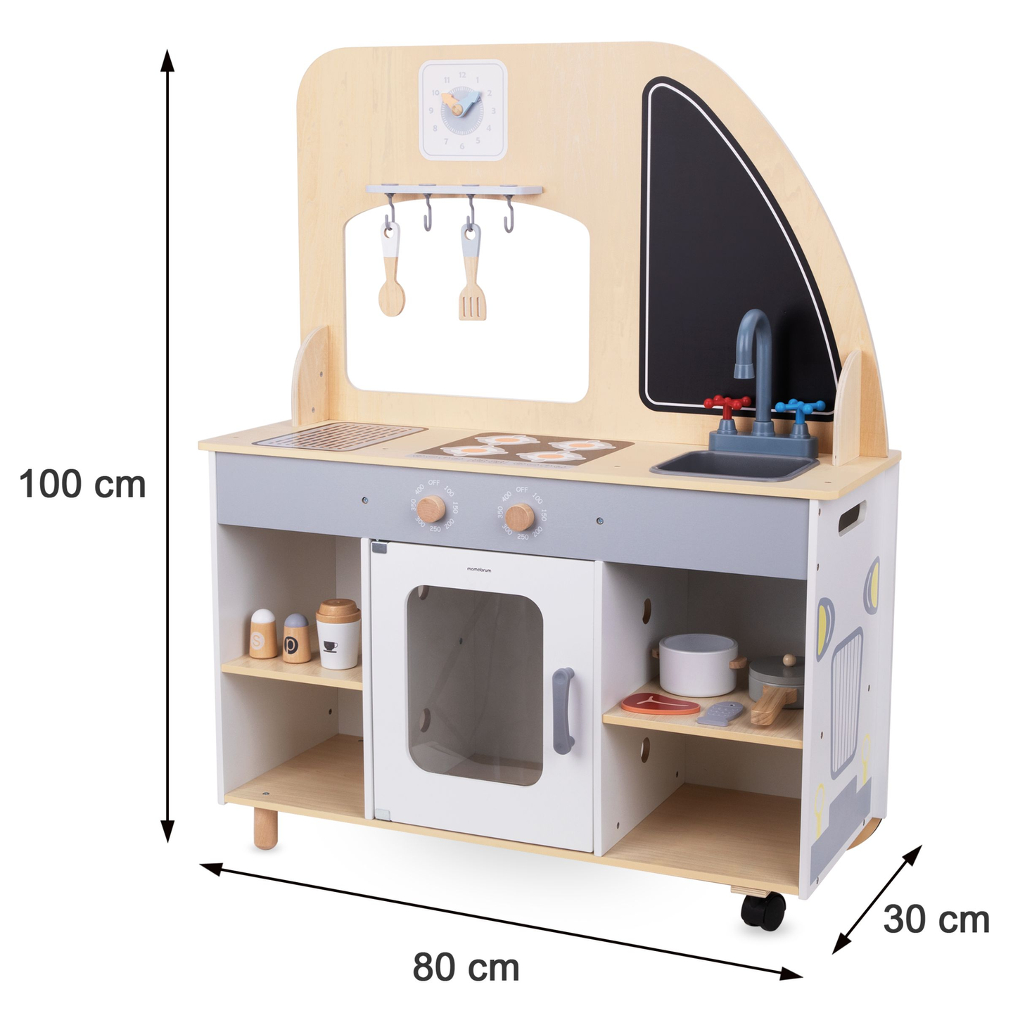 Camion alimentar din lemn pe roți - bucătărie cu accesorii