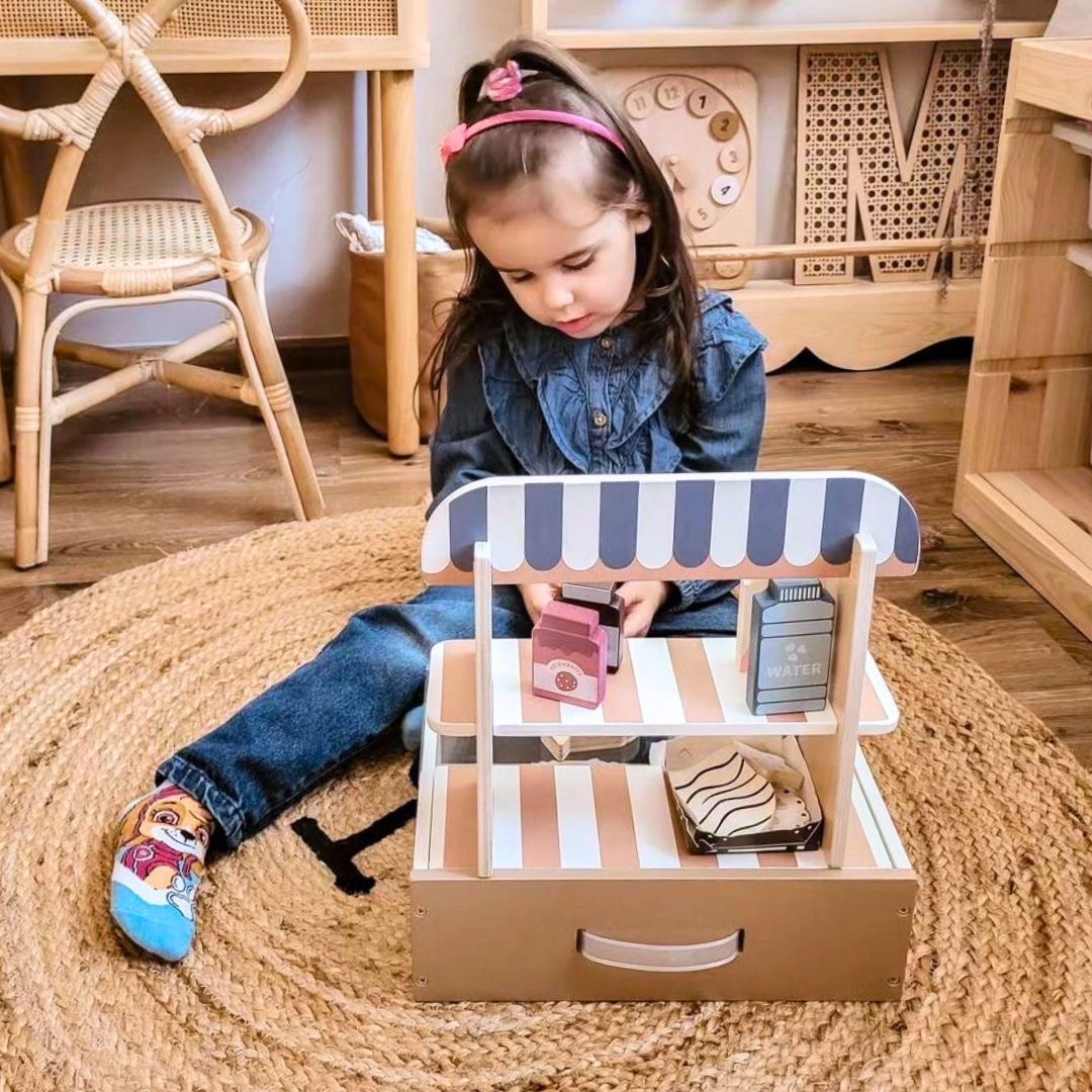 Magazin pliabil din lemn - cafenea, patiserie cu accesorii