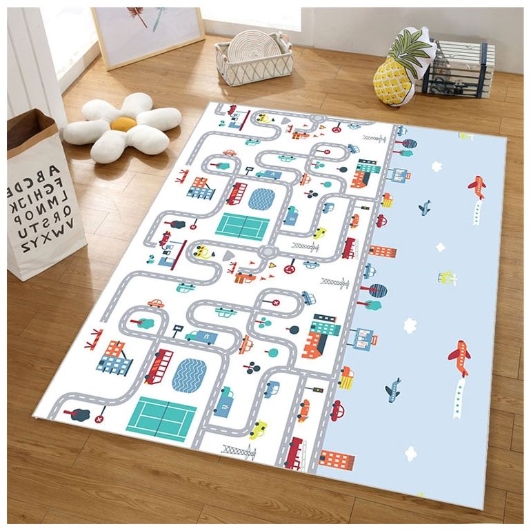 Covoraș de spumă cu două fețe XXL - rola 2 CM (drum și zigzaguri)