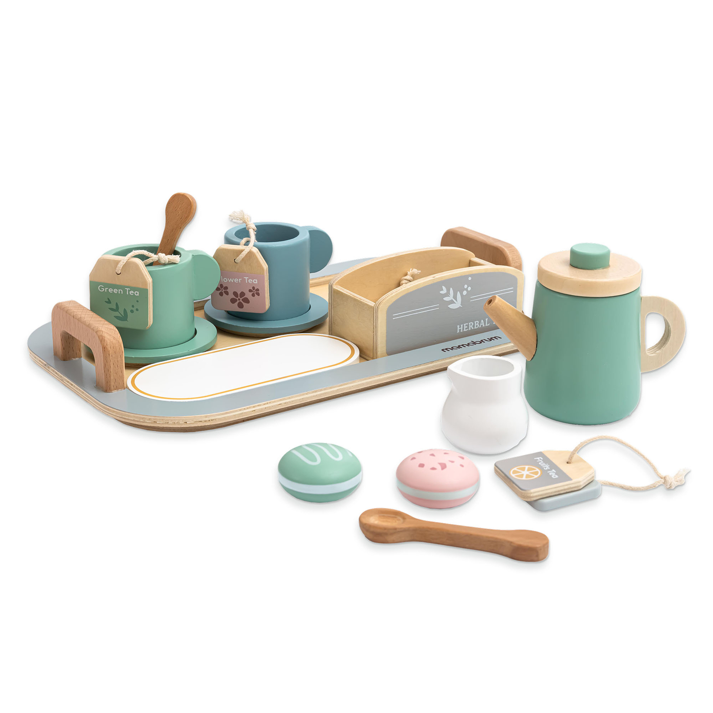 Set mare de ceai din lemn cu tavă - 18 articole