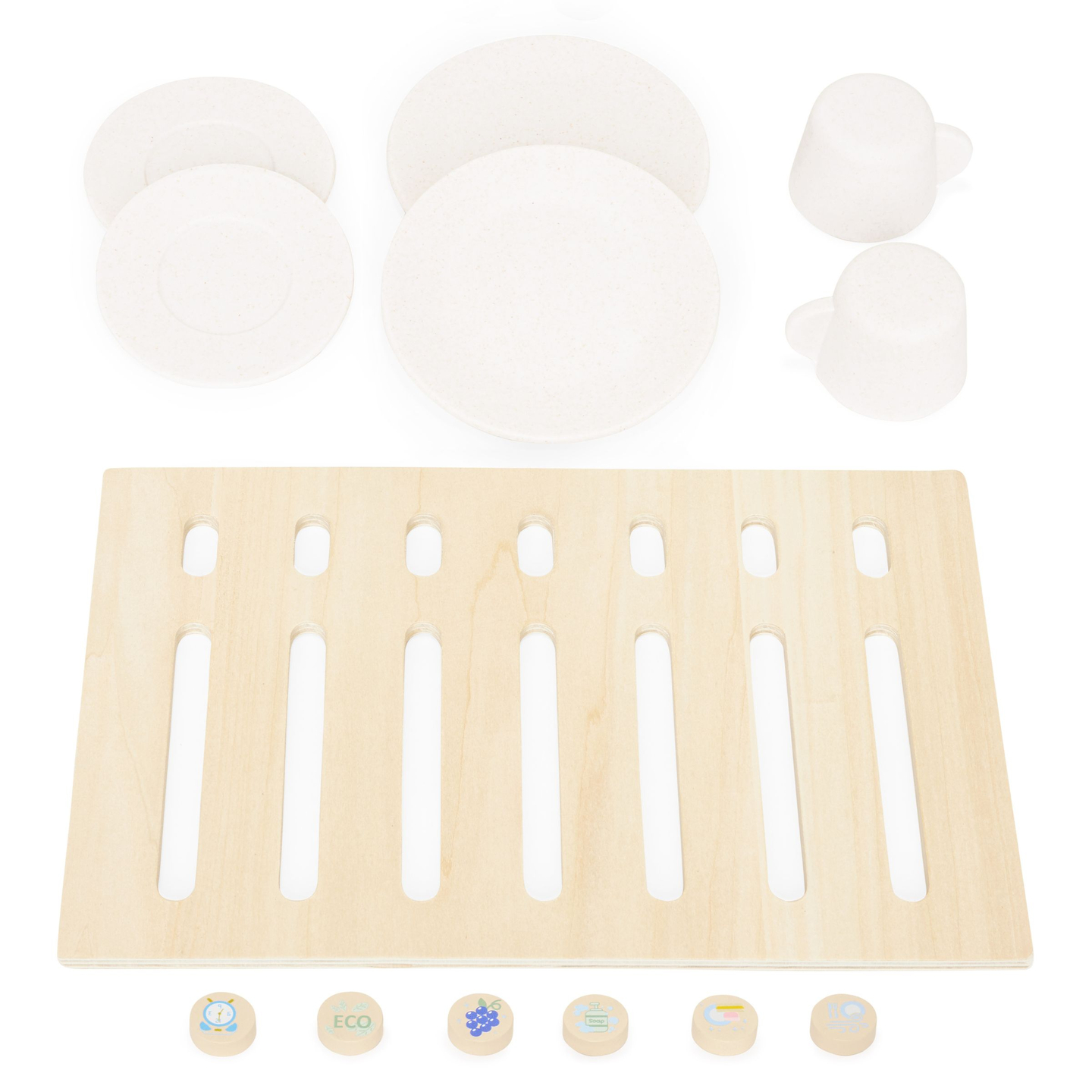 Mașină de spălat vase din lemn cu accesorii