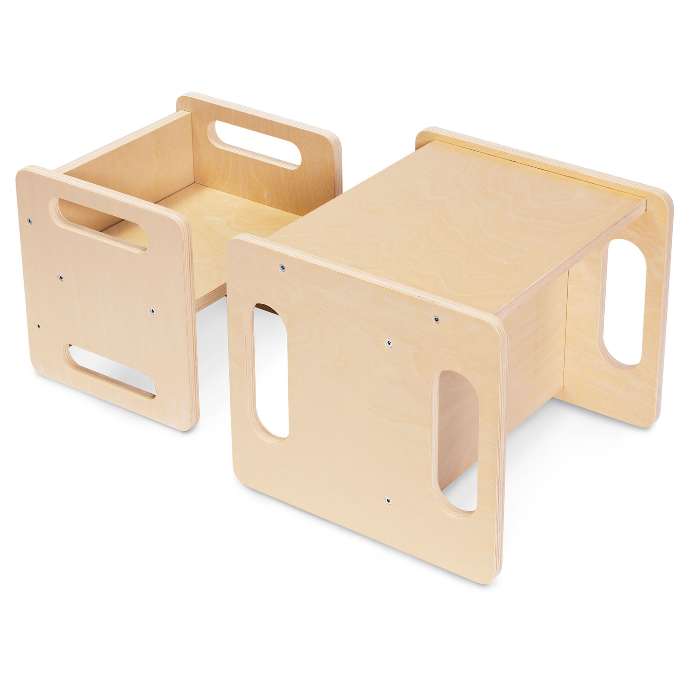 Masă și scaun din lemn cu funcție de piatră de treaptă – un set Montessori multifuncțional pentru copii