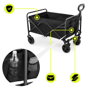 HyperMotion scaun cu rotile pliabil pentru plajă - negru, 80 kg