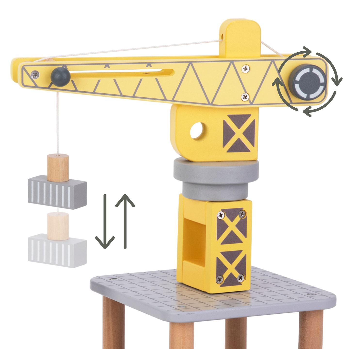 Macara portuară mobilă cu troliu magnetic și accesorii - set din lemn