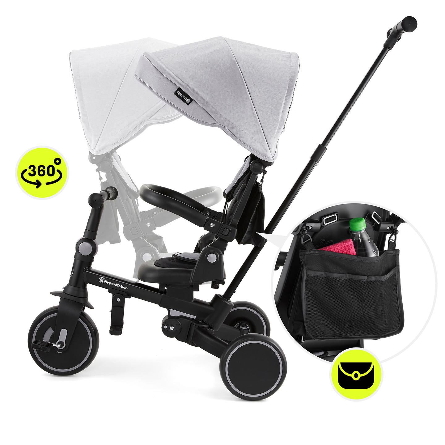 Triciclu multifuncțional 8in1 TOBI FOREST - gri