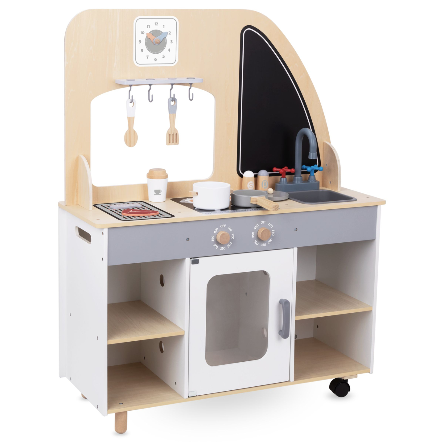 Camion alimentar din lemn pe roți - bucătărie cu accesorii