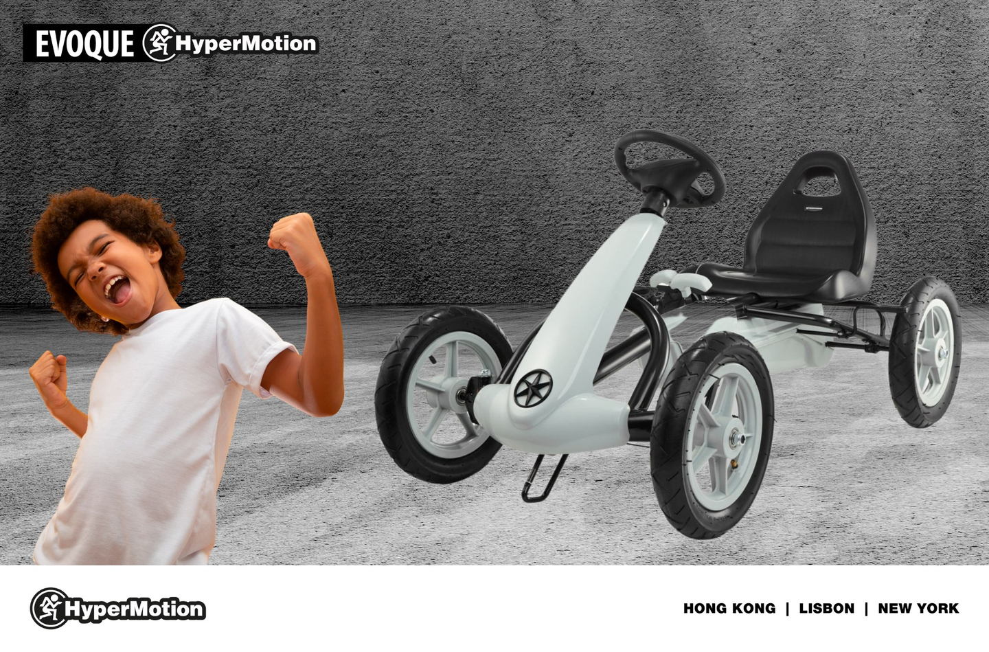 EVOQUE kart cu pedale pentru copii de 5-8 ani - gri