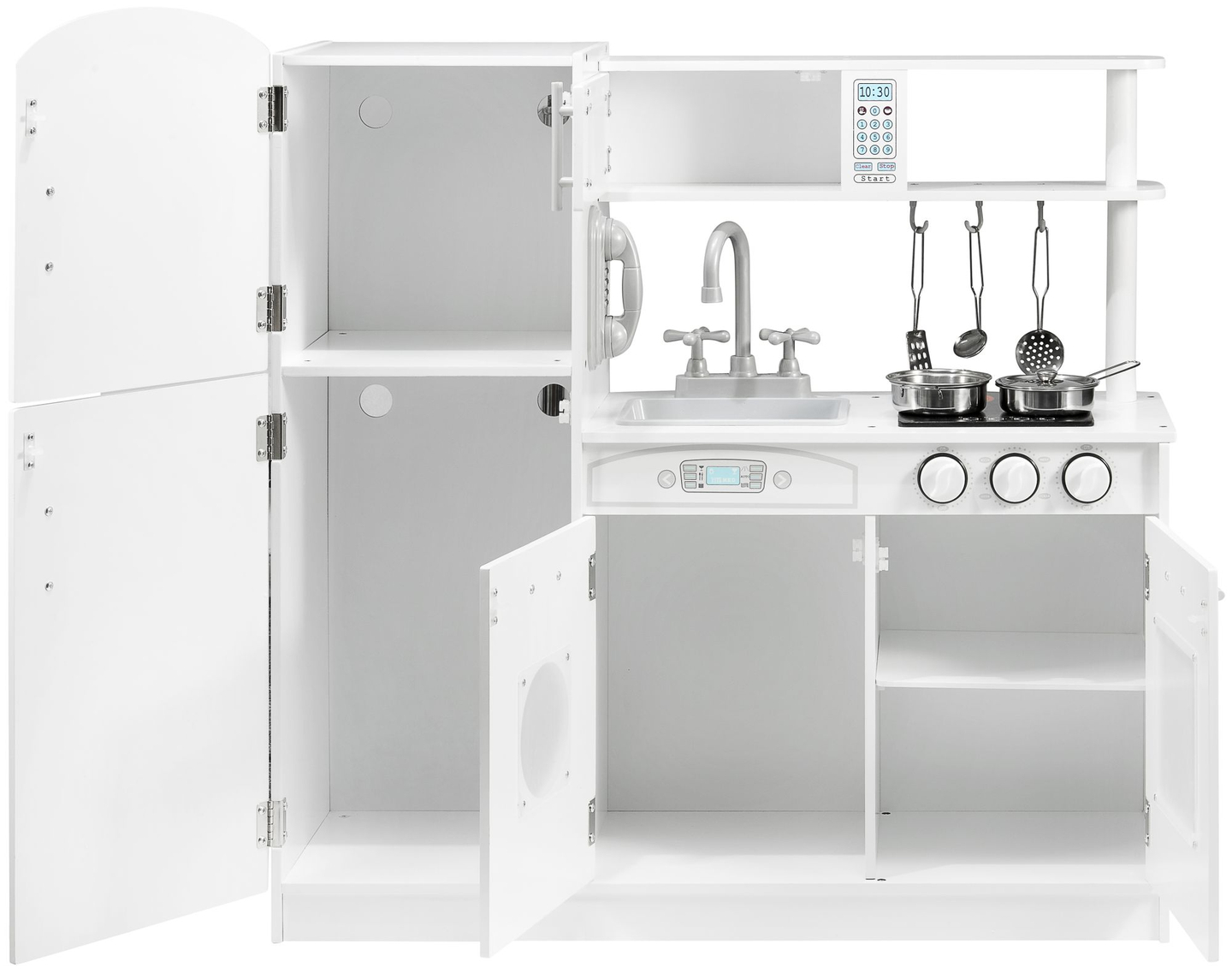 Accesorii de bucătărie mari din lemn alb și șorț