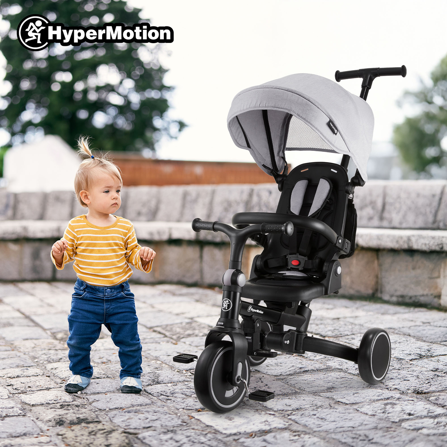 Triciclu multifuncțional 8in1 TOBI FOREST - gri