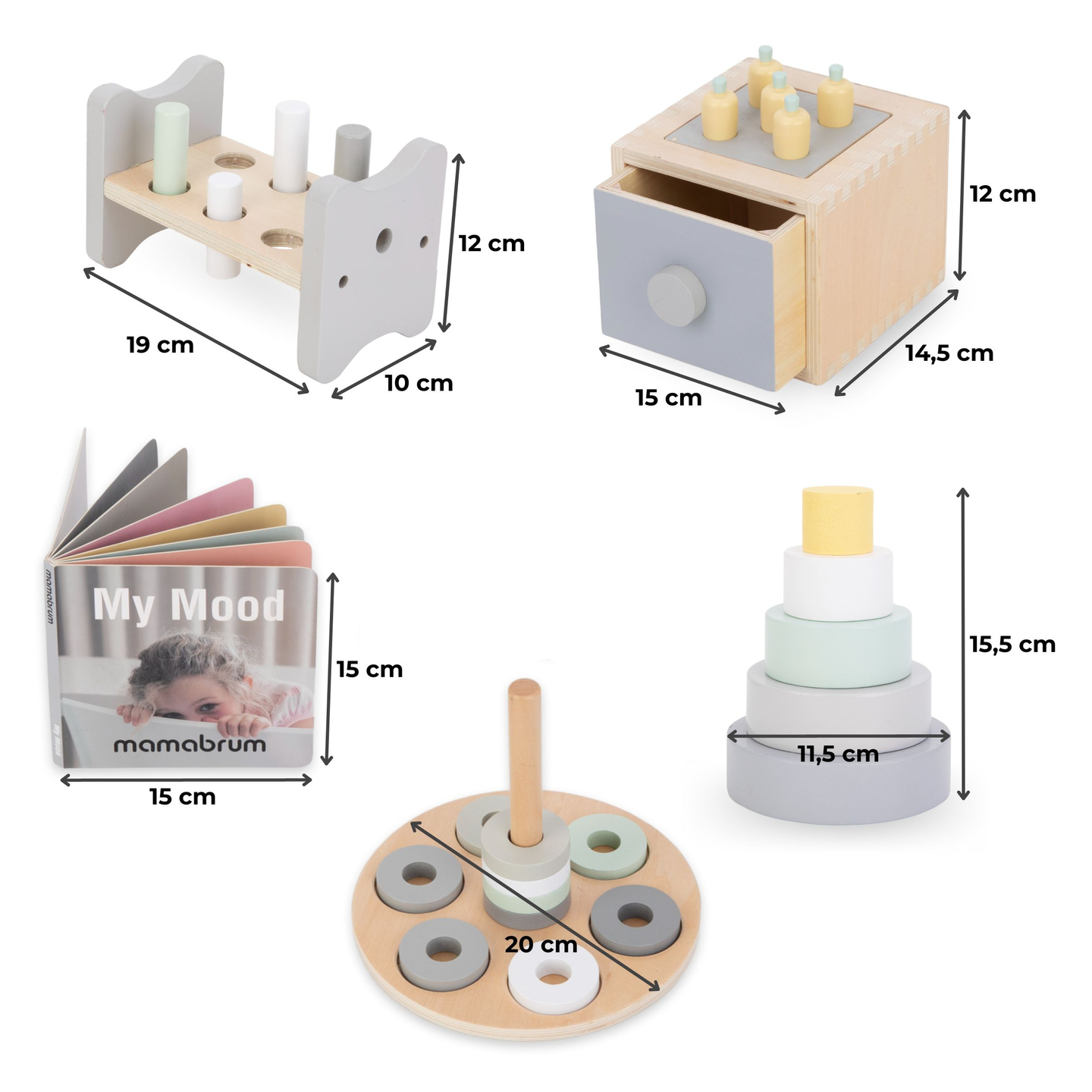 Cutie de educație Montessori pentru copii mici - 6 jucării