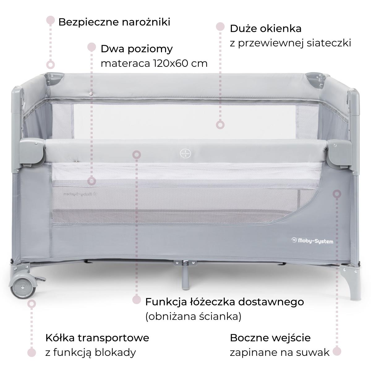 Pătuț de transport Closely 3 în 1 cu masă de schimbat, saltea și geantă de transport