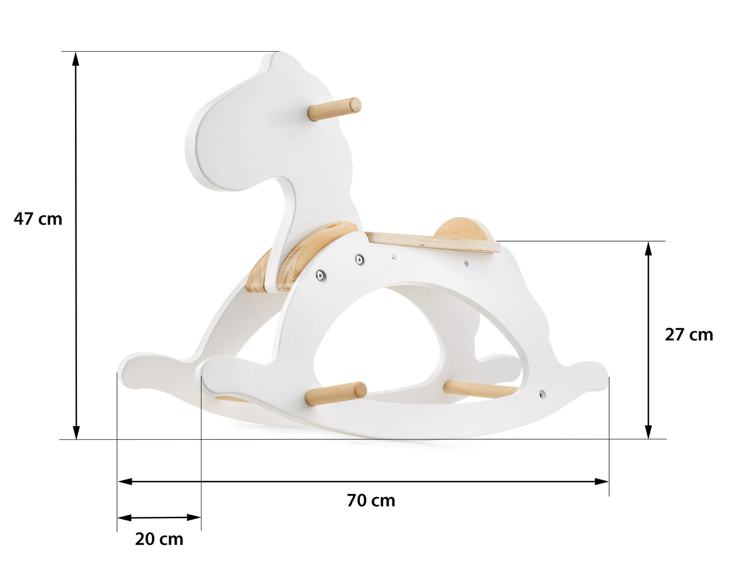 Căluț din lemn - alb - de la 12 luni.