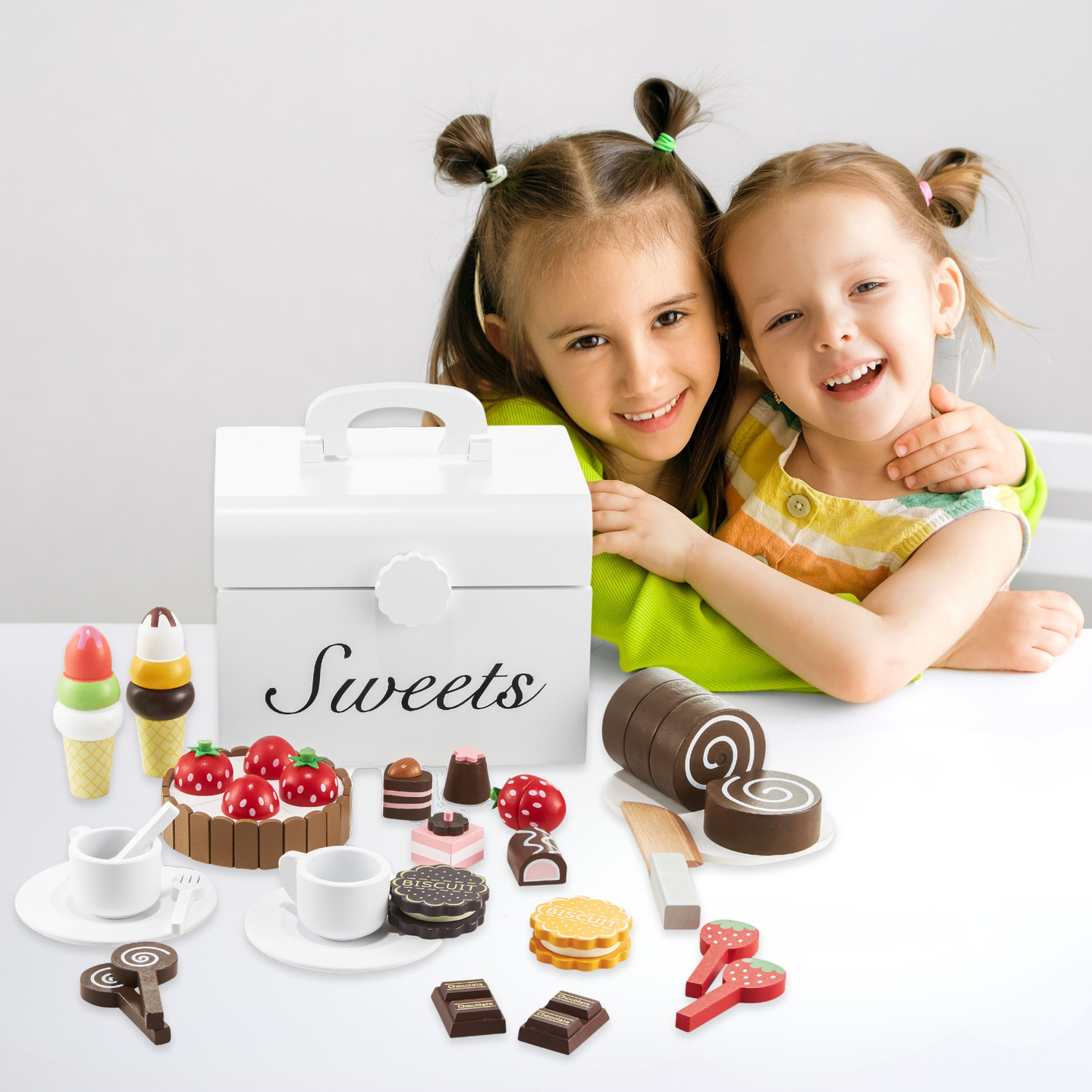 Cutie de bomboane de tăiere din lemn, magazin de dulciuri