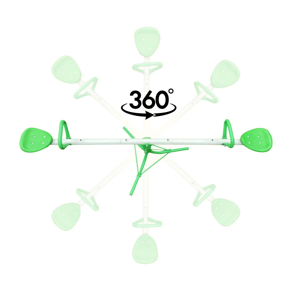 Leagăn de grădină 2-în-1, grindă de echilibru pentru 2 persoane cu funcție de carusel de 360 de grade