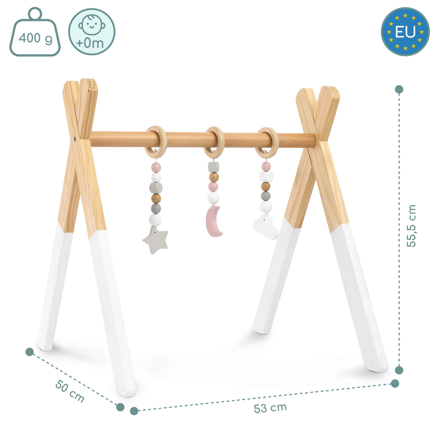 Suport educațional din lemn Baby Gym - culoare albă